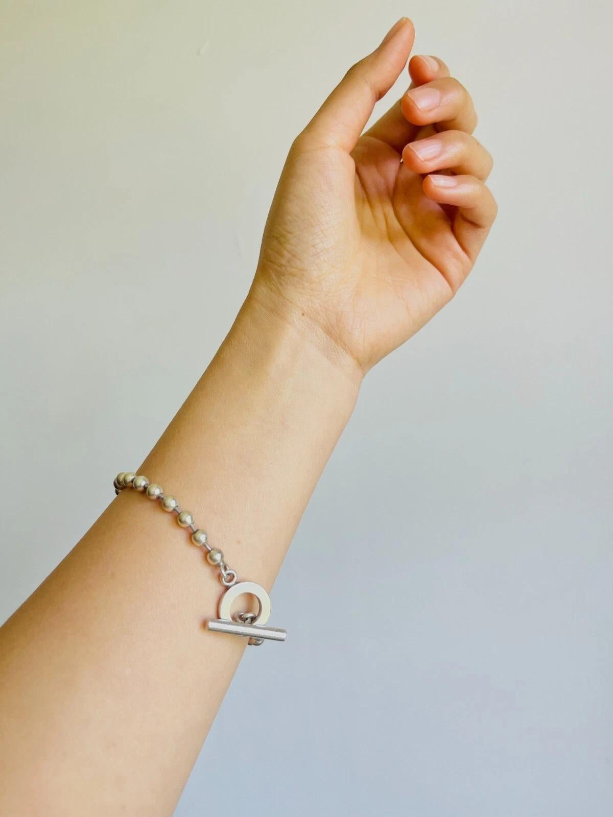 Gucci Vintage Logo Boule Circle Ball Dots Kette Armband aus Sterlingsilber Größe 24 für Damen oder Herren im Angebot