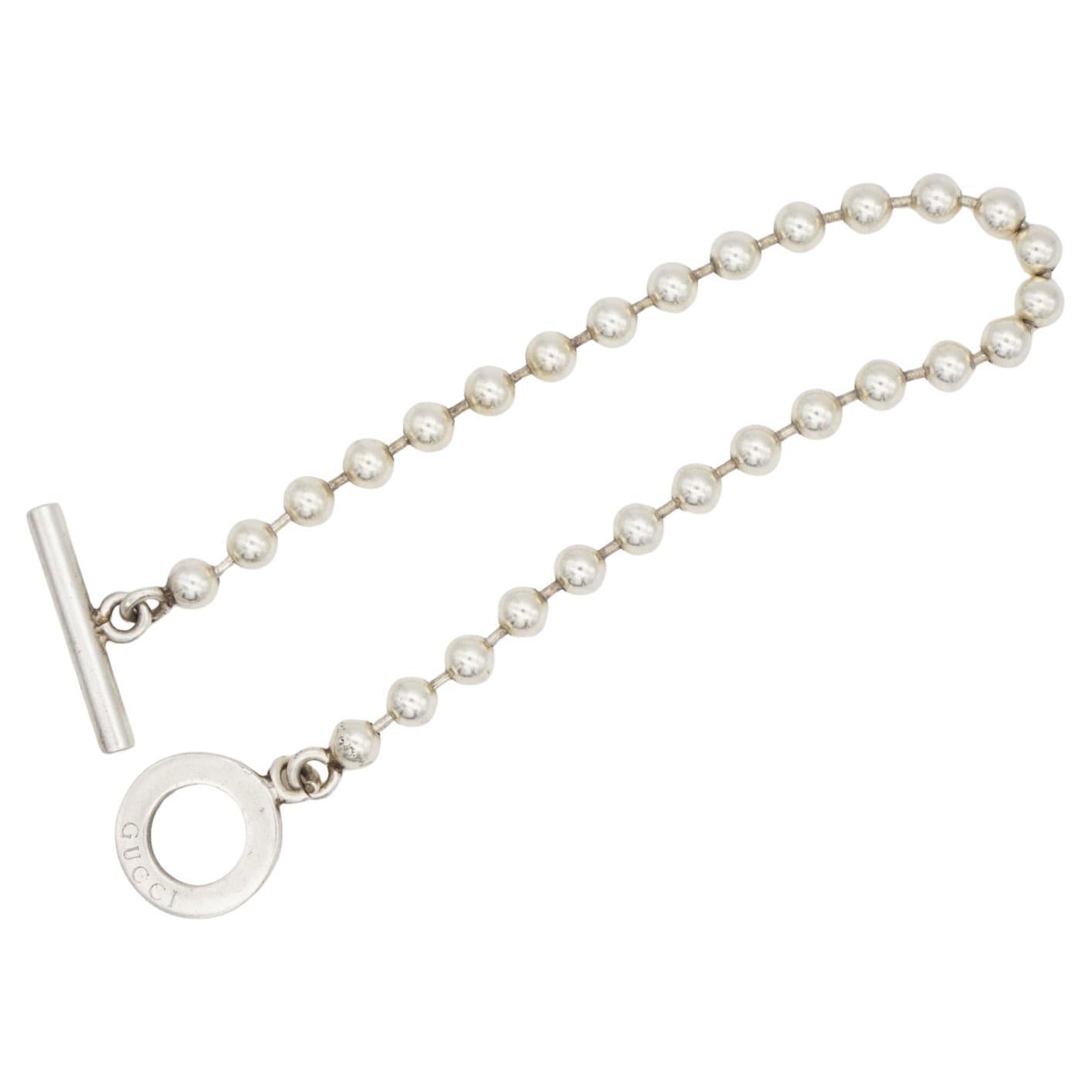 Gucci Vintage Logo Boule Circle Ball Dots Bracciale a Catena in Argento Sterling Taglia 24