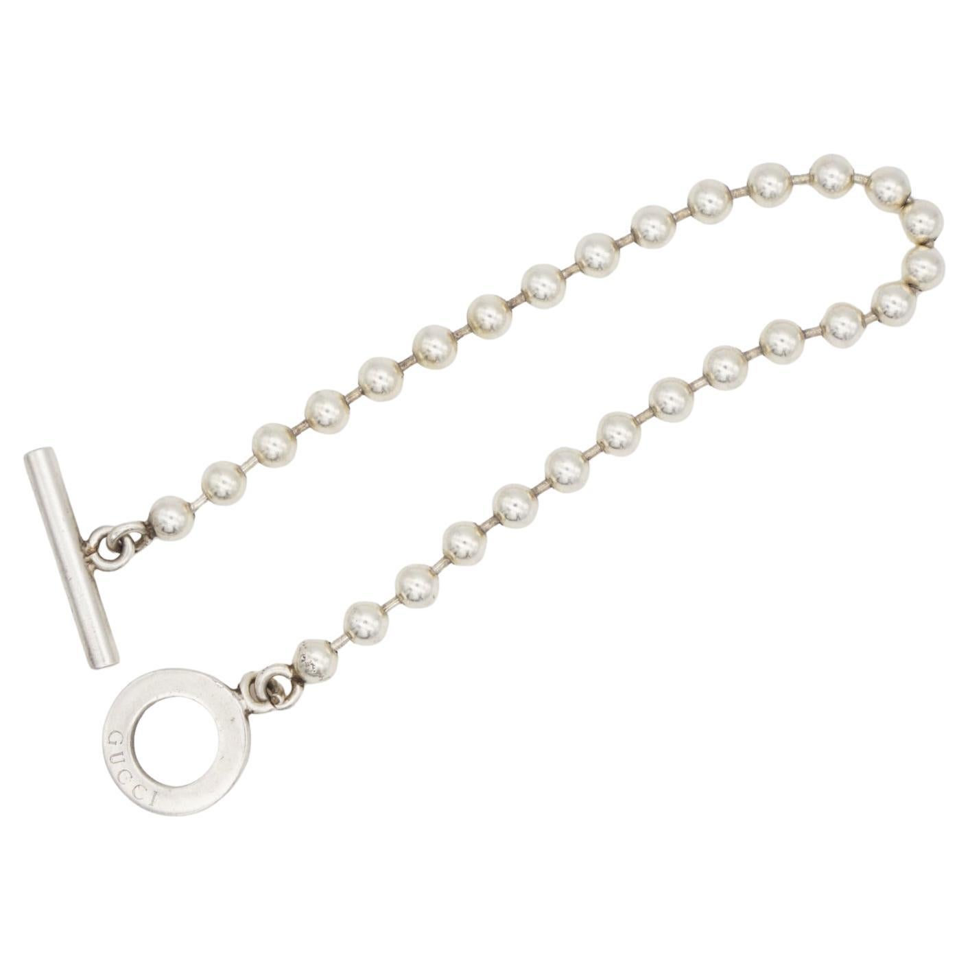 Gucci Vintage Logo Boule Circle Ball Dots Bracelet chaîne en argent sterling Taille 24