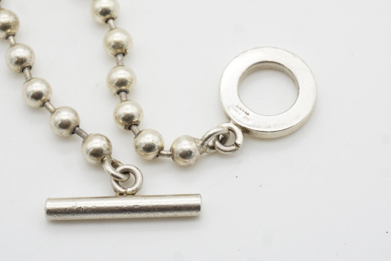 Gucci Vintage Logo Boule Circle Round Ball Dots Chain Sterling Silver Bracelet For Sale 5