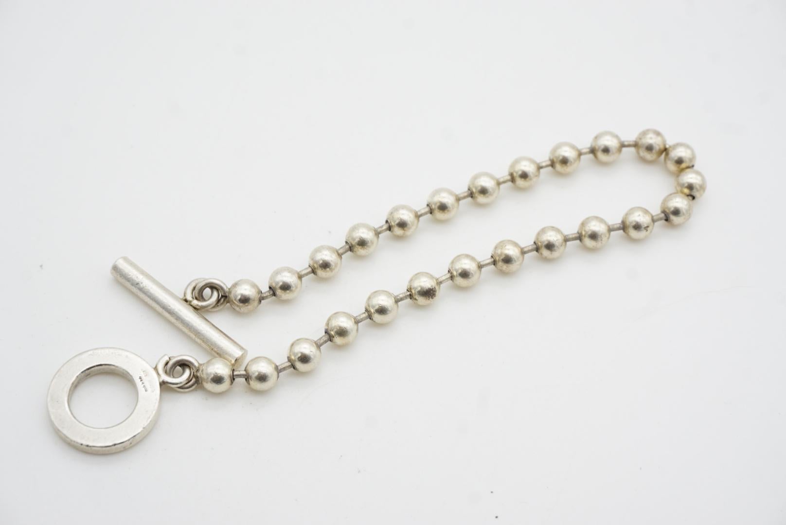 Gucci Vintage Logo Boule Circle Round Ball Dots Chain Sterling Silver Bracelet For Sale 6