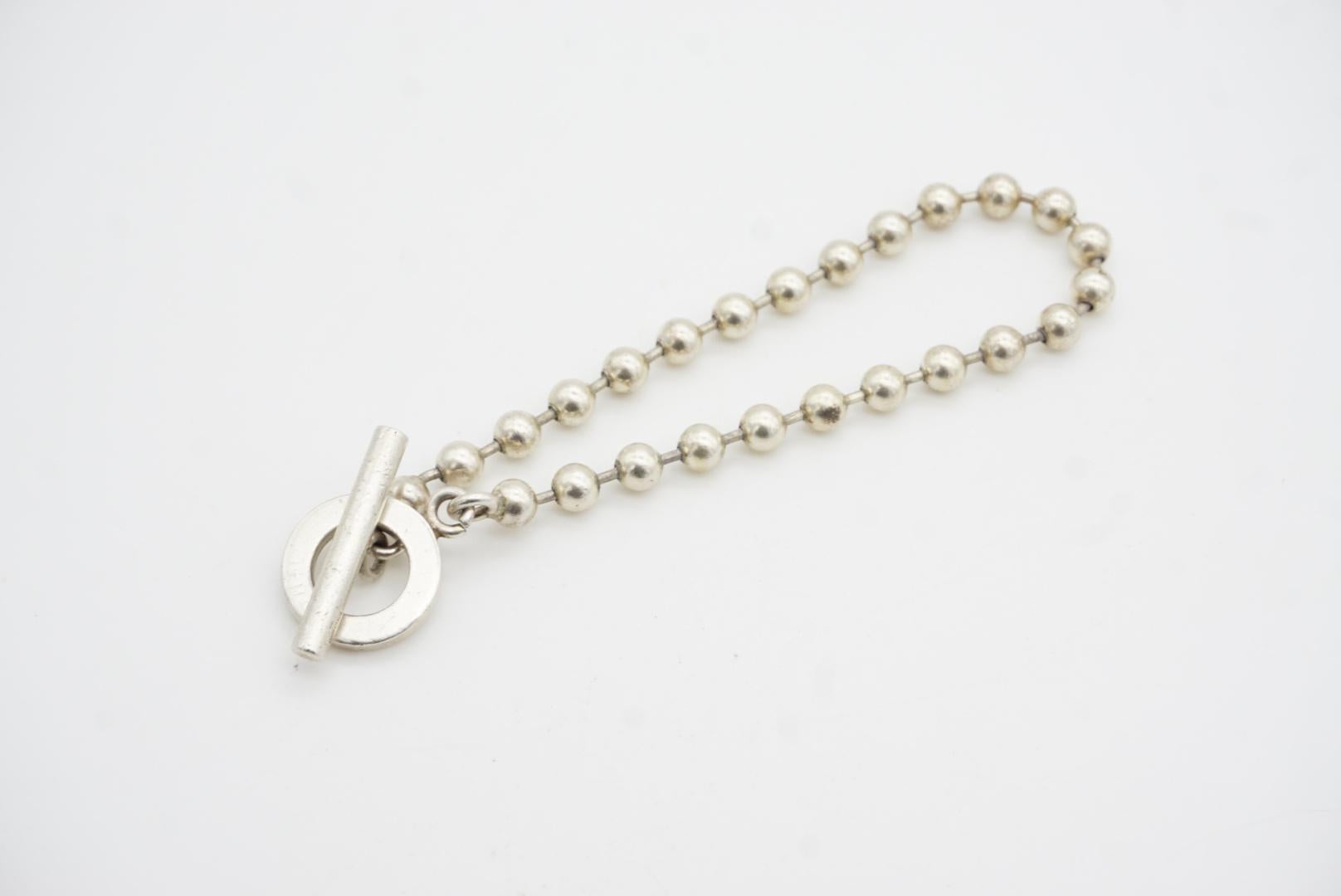 Gucci Vintage Logo Boule Circle Round Ball Dots Chain Sterling Silver Bracelet For Sale 7