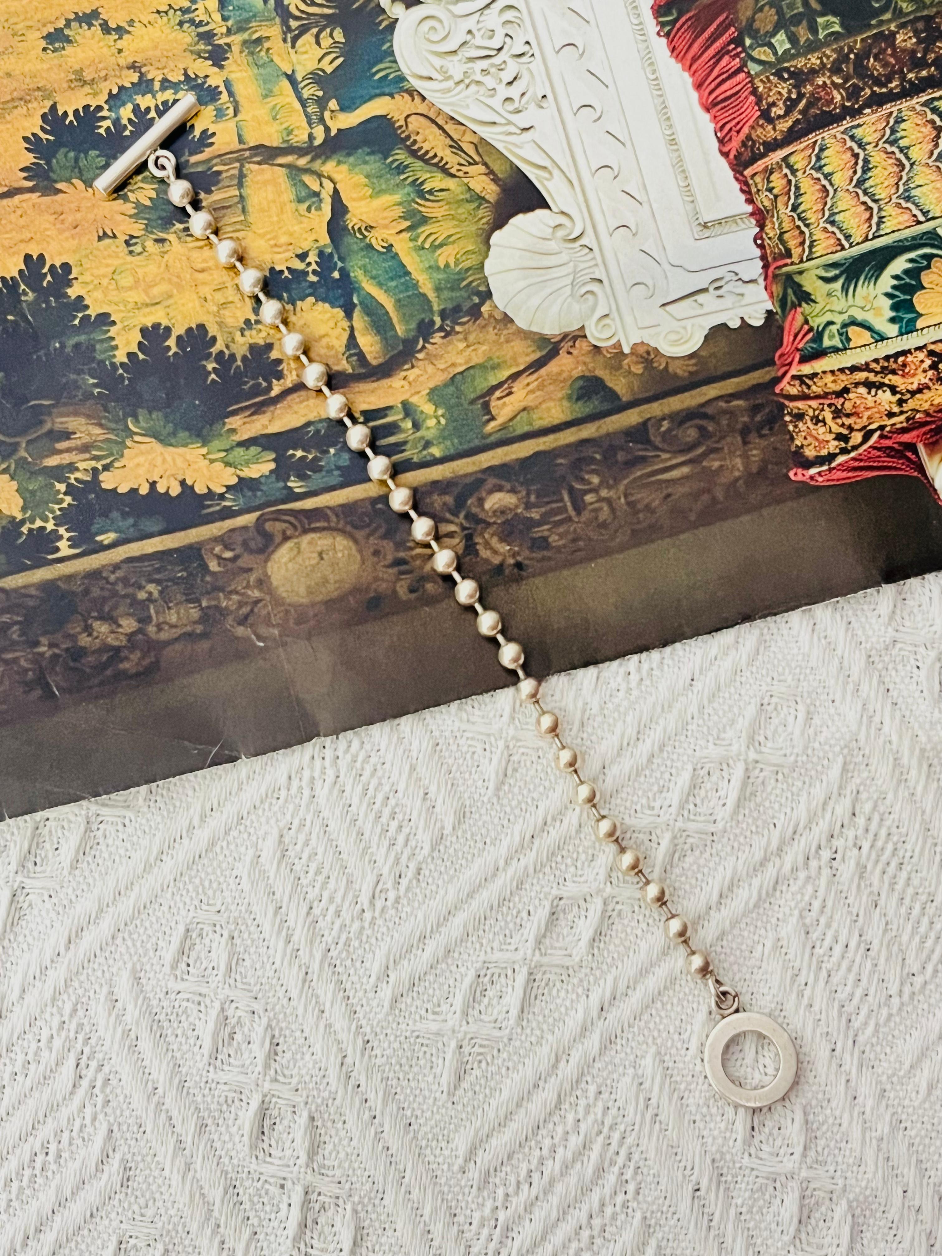 Art Deco Gucci Vintage Logo Boule Circle Round Ball Dots Chain Sterling Silver Bracelet For Sale