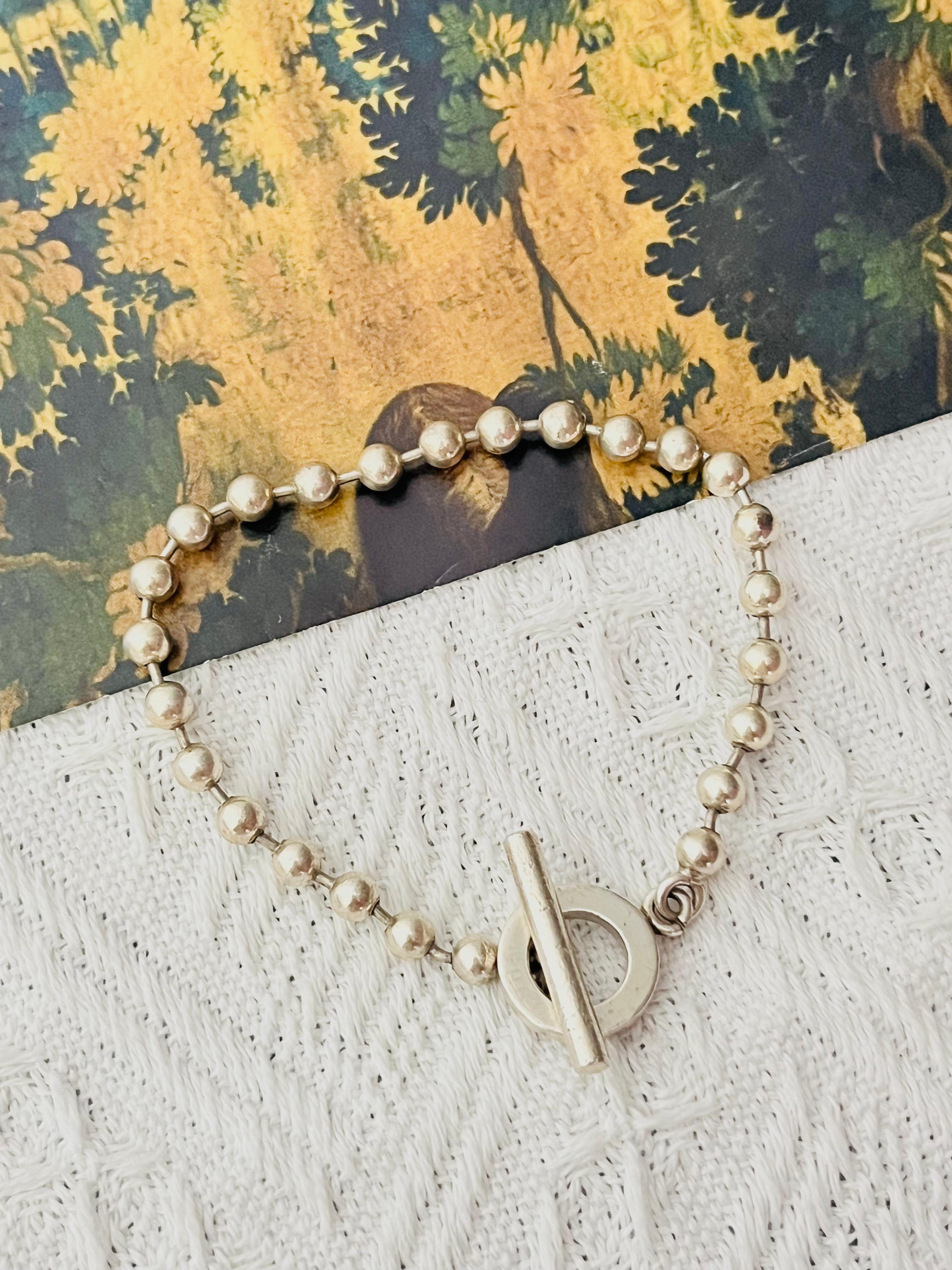 Gucci Vintage Logo Boule Circle Round Ball Dots Chain Sterling Silver Bracelet In Good Condition For Sale In Wokingham, England