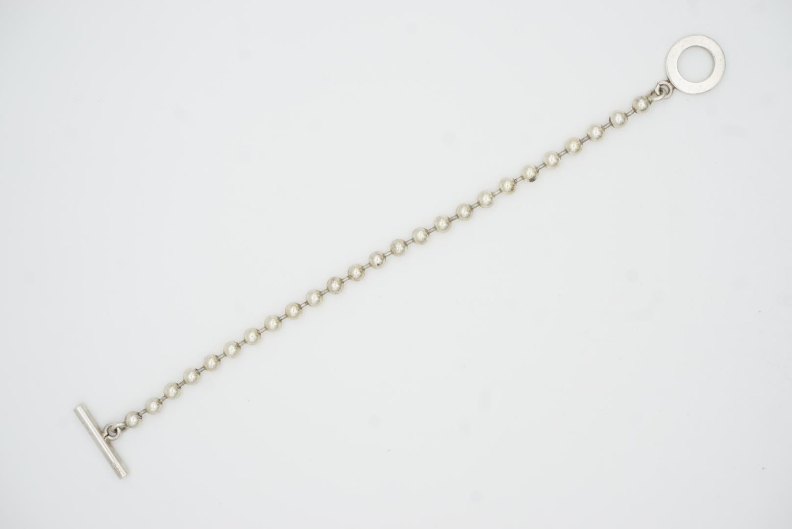 Gucci Vintage Logo Boule Circle Round Ball Dots Chain Sterling Silver Bracelet For Sale 3