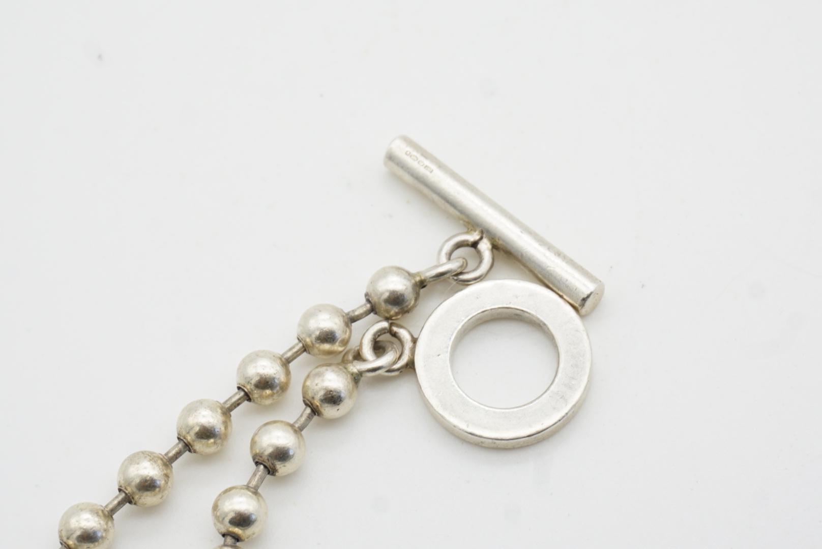 Gucci Vintage Logo Boule Circle Round Ball Dots Chain Sterling Silver Bracelet For Sale 4