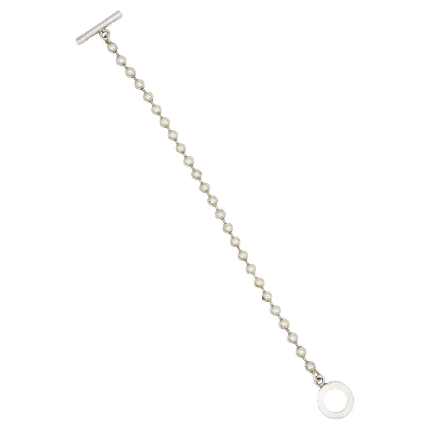 Gucci Vintage Logo Boule Circle Round Ball Dots Chain Sterling Silver Bracelet
