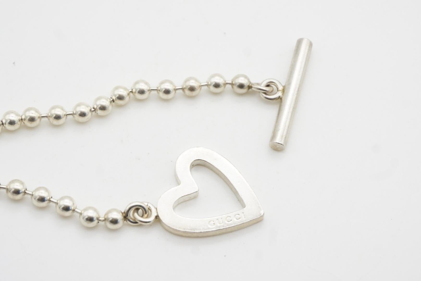 Gucci Vintage Logo Boule Heart Love Ball Dots Chain Sterling Silver Bracelet For Sale 7