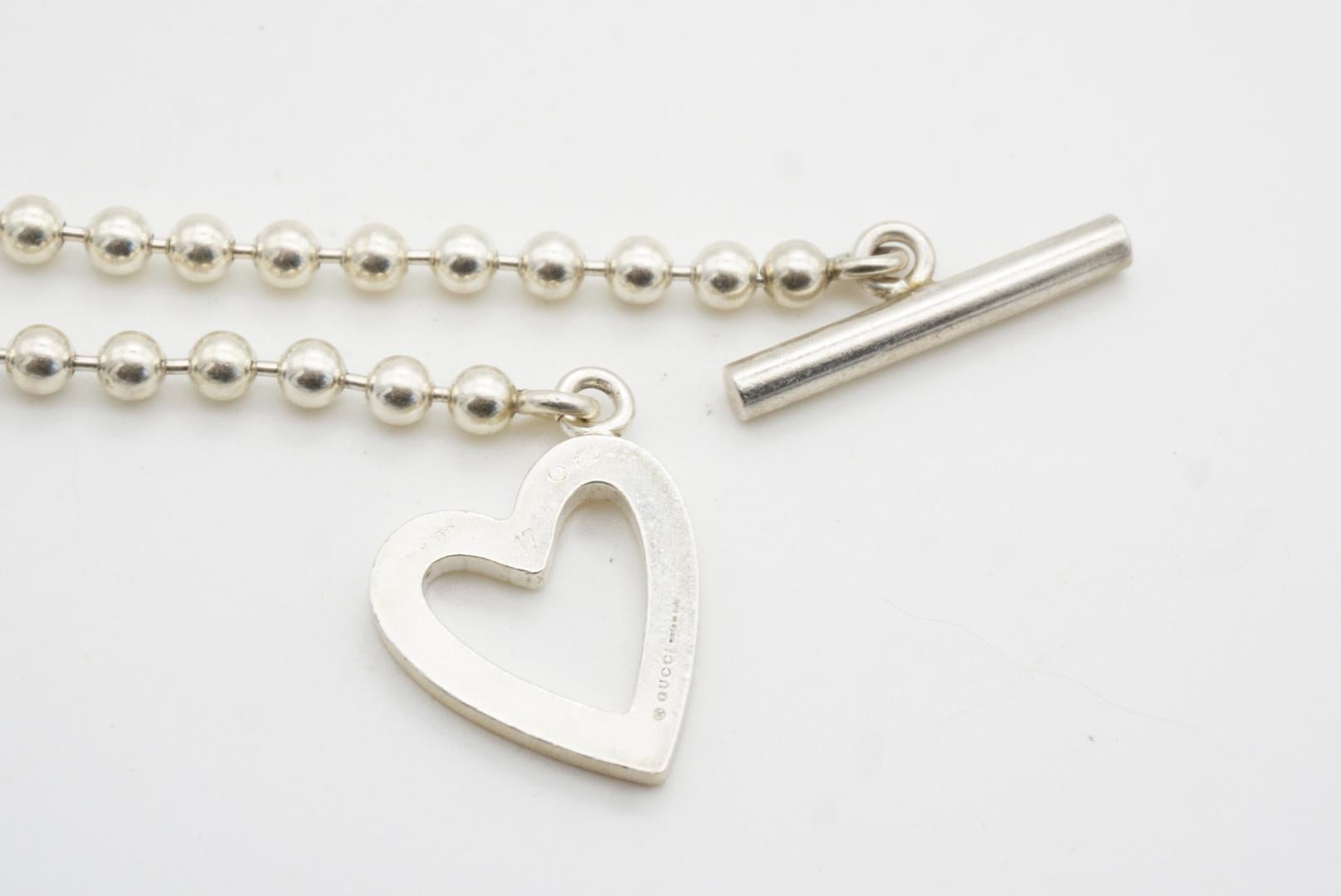 Gucci Vintage Logo Boule Heart Love Ball Dots Chain Sterling Silver Bracelet For Sale 8