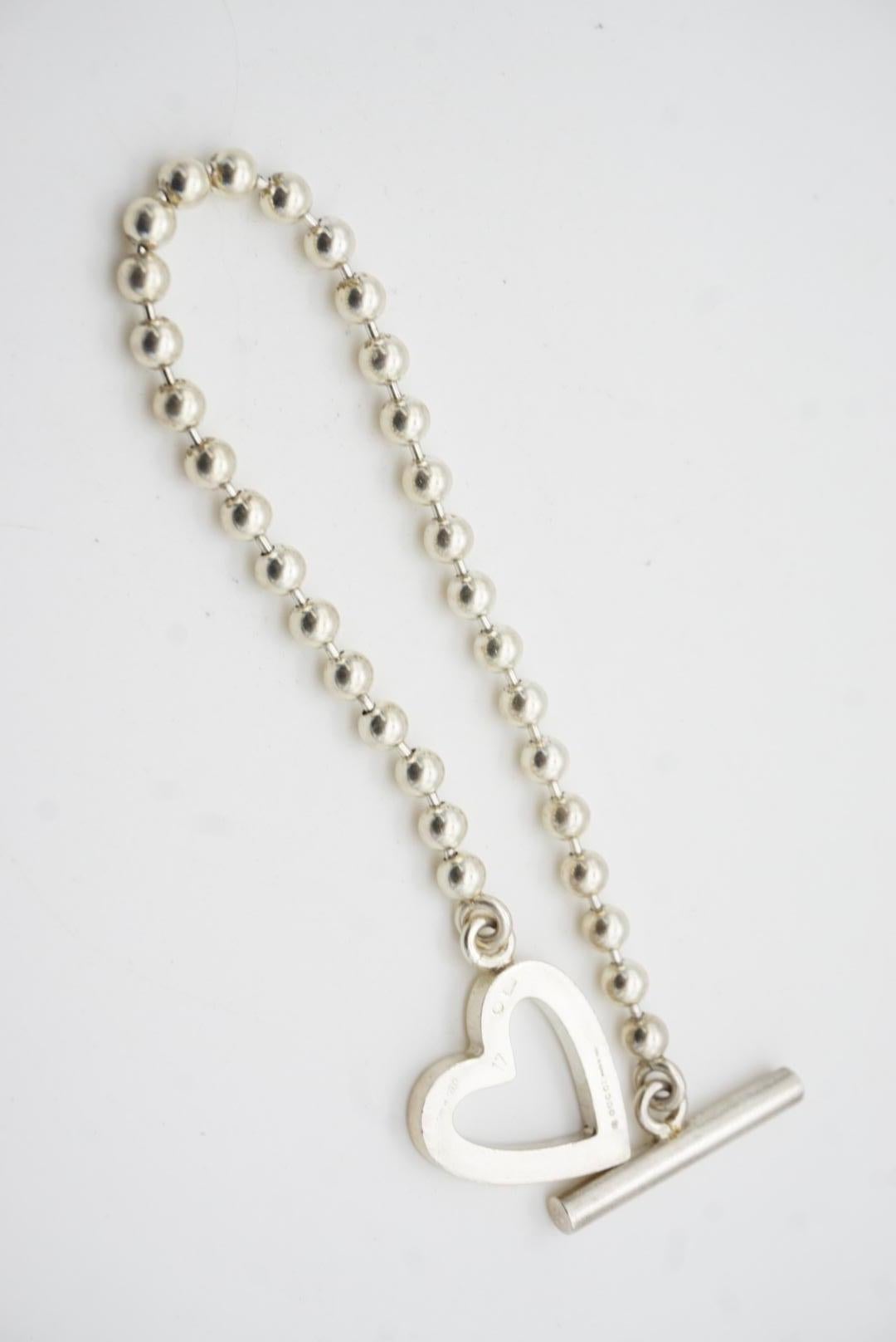 Gucci Bracelet vintage en argent sterling avec logo Boule Heart Love Ball Dots en vente 9