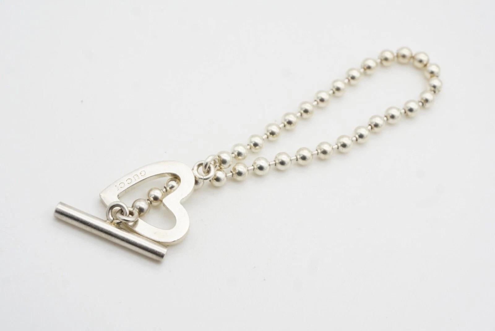 Gucci Bracelet vintage en argent sterling avec logo Boule Heart Love Ball Dots en vente 10