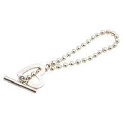 Gucci Vintage Logo Boule Heart Love Ball Dots Chain Sterling Silver Bracelet