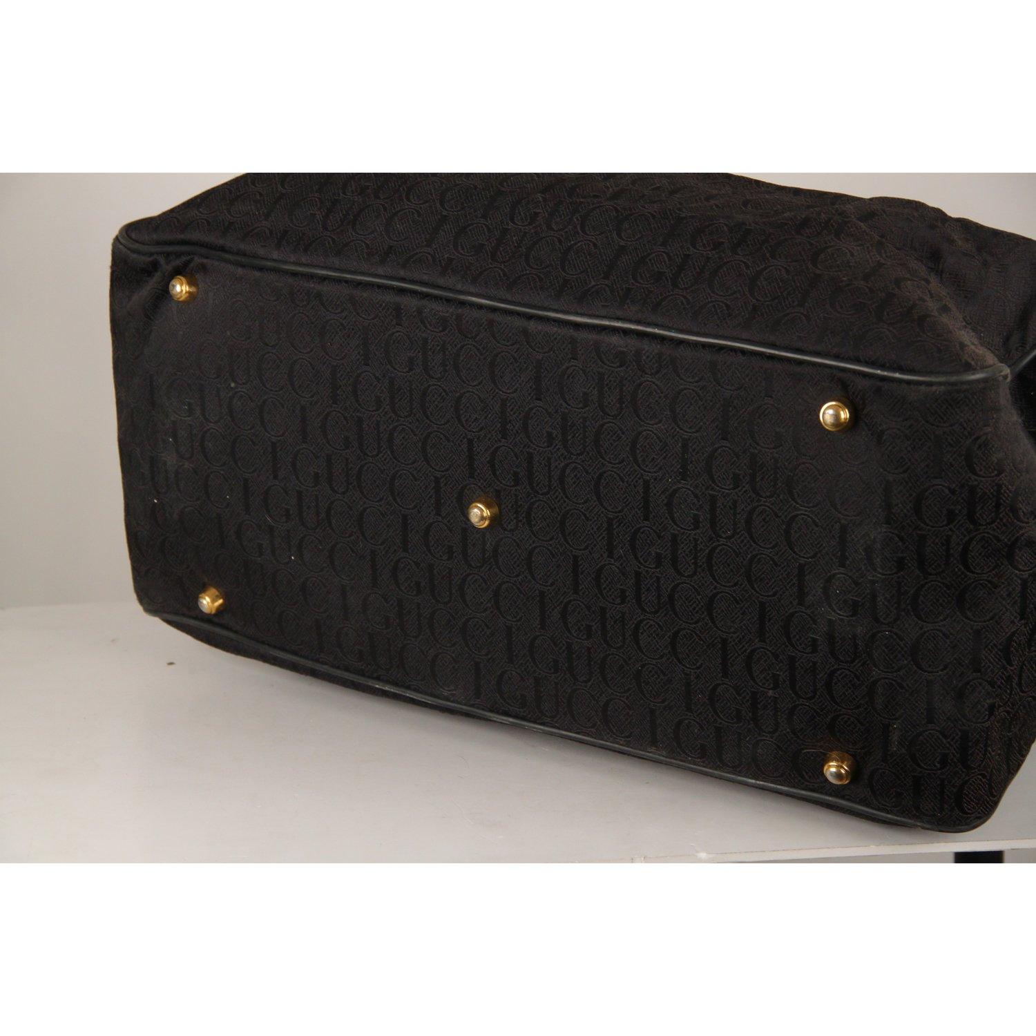 Black Gucci Vintage Logo Duffle Travel Bag