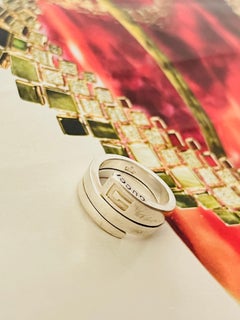 Gucci Vintage Logo G Spiral Engraved Cocktail Ring, Sterling Silver US 7 1/2