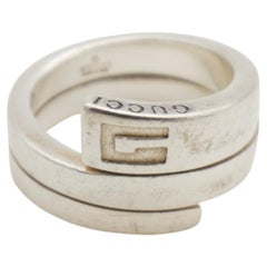 Gucci Vintage Logo G Spiral Engraved Cocktail Ring, Sterling Silver US 7 1/2