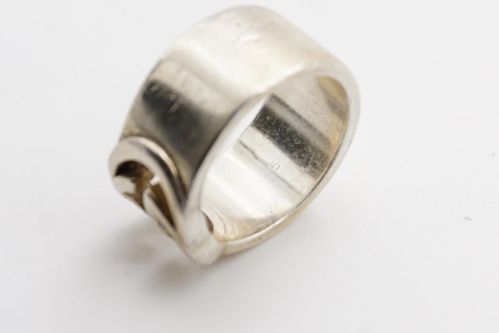 Gucci Vintage Logo GG Interlocked Chunky Cocktail Ring en argent sterling US 7 1/4 en vente 8