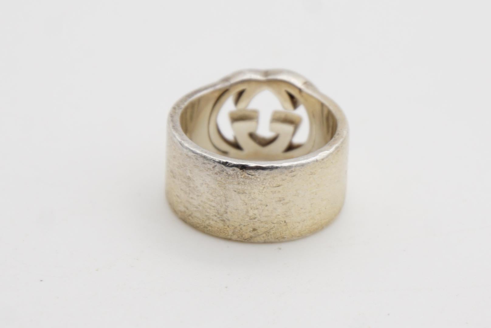 Gucci Vintage Logo GG Interlocked Chunky Cocktail Ring en argent sterling US 7 1/4 en vente 9