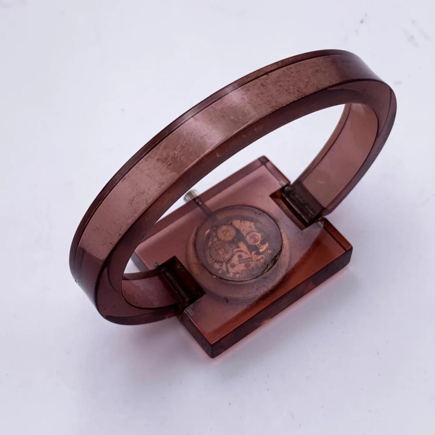 Gucci Vintage Manual Wind Nude Plexi Rare Wrist Watch Bangle In Good Condition In Rome, Rome
