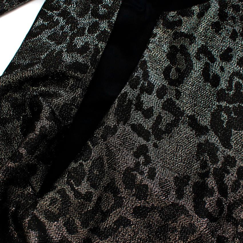 Women's Gucci Vintage Metallic Gunmetal & Black Leopard Jacquard Gown