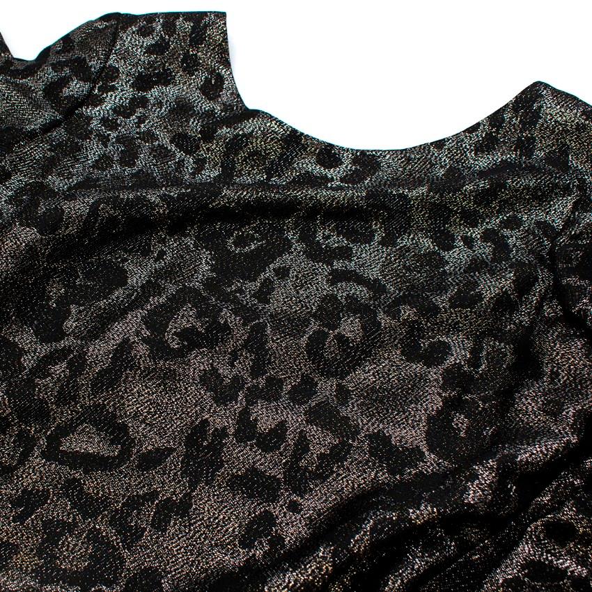 Gucci Vintage Metallic Gunmetal & Black Leopard Jacquard Gown 2