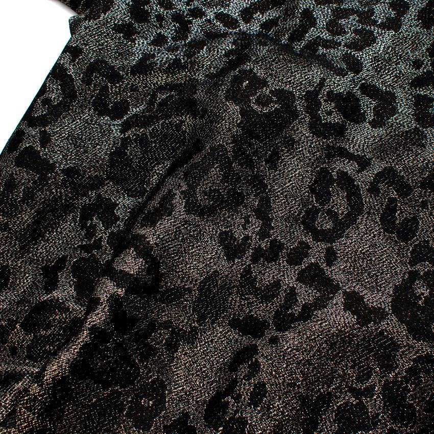 Gucci Vintage Metallic Gunmetal & Black Leopard Jacquard Gown 4