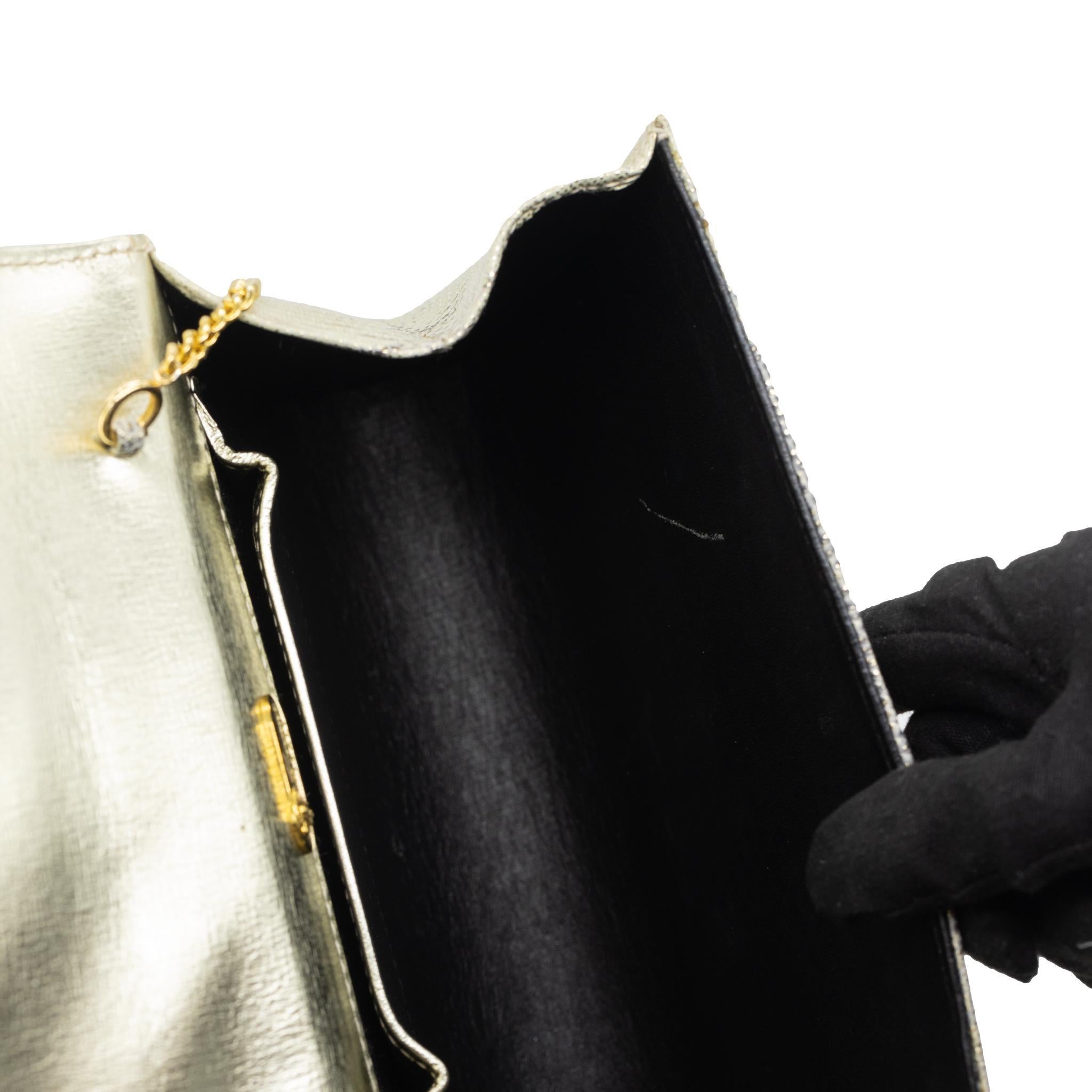 Gucci Vintage Metallic Monitor Lizard Leather Shoulder Clutch Evening Bag, 1970. 9