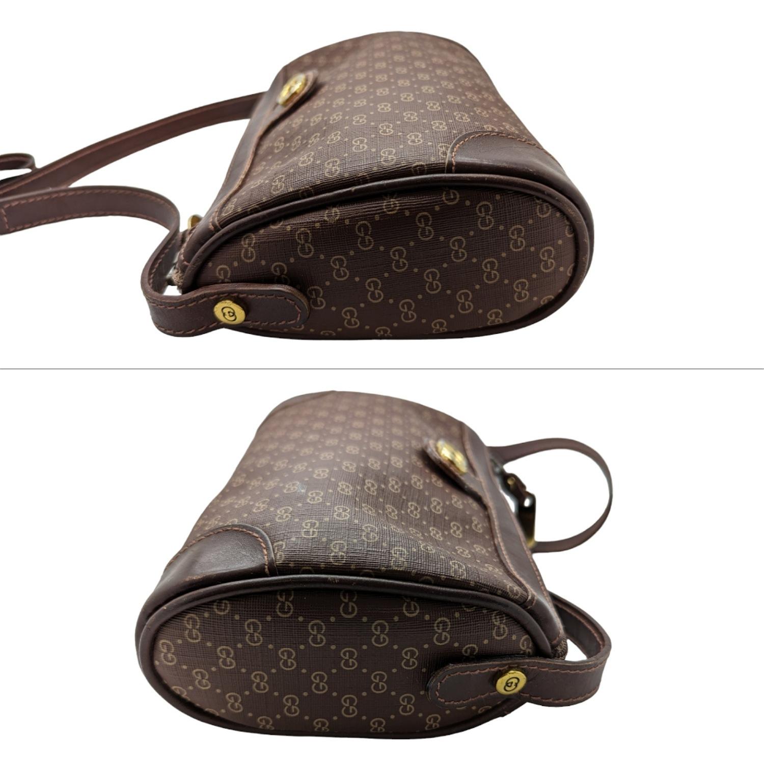 Black Gucci Vintage Micro GG Brown Crossbody Camera Bag For Sale