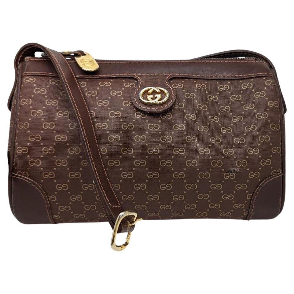 Gucci Vintage Micro GG Brown Crossbody Camera Bag For Sale