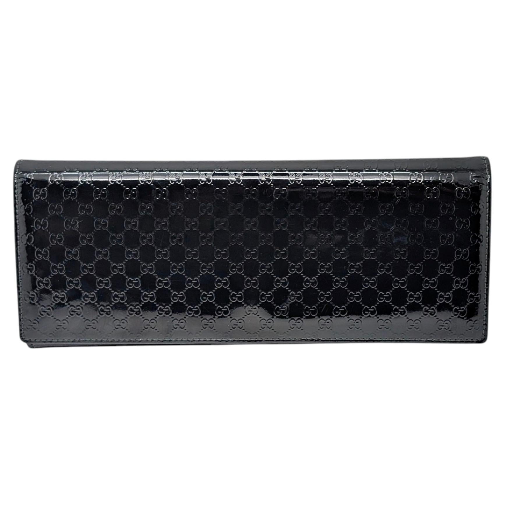Gucci Vintage Microguccissima Patent Leather Broadway Clutch For Sale