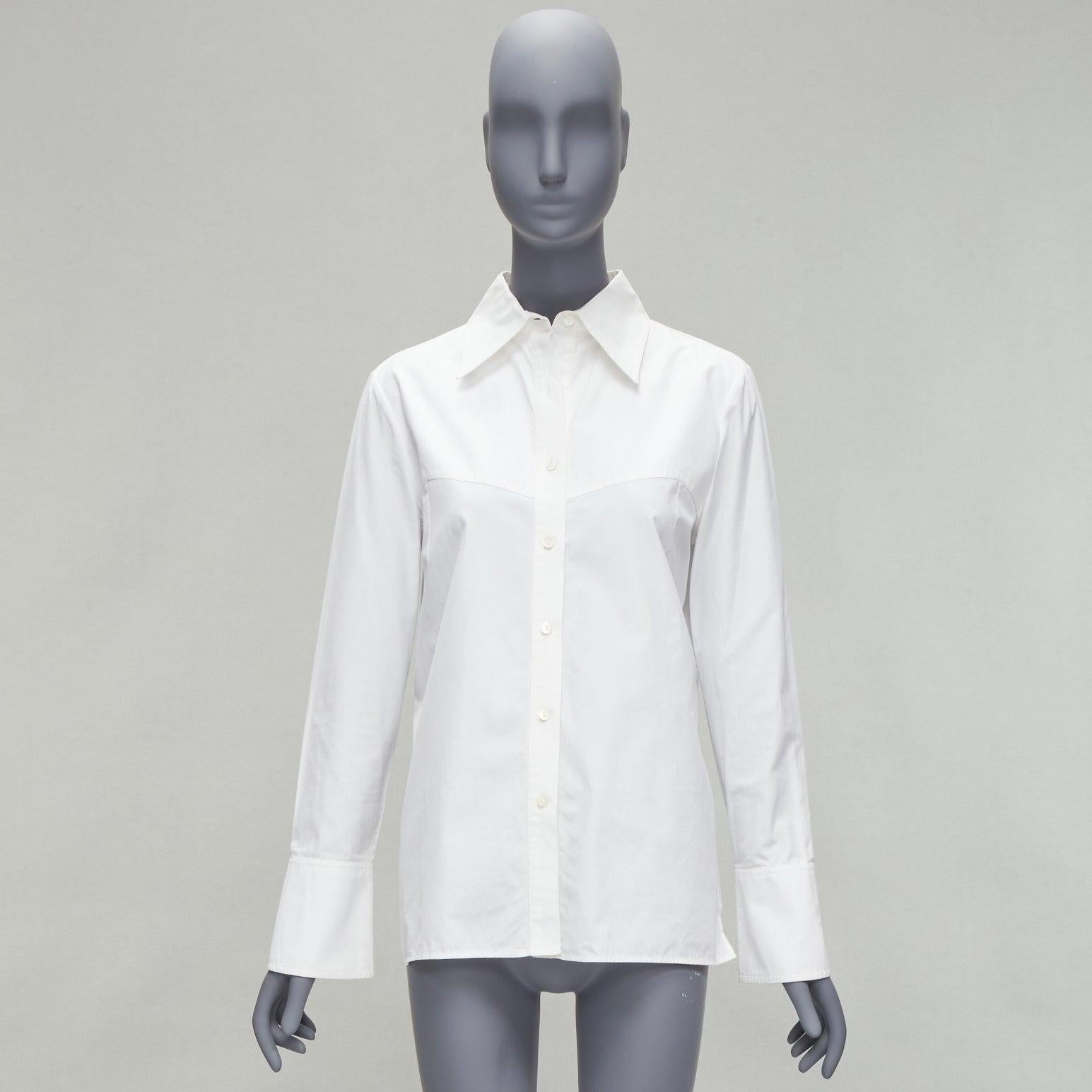 GUCCI Vintage minimal wide collar angular bust dart panelled dress shirt IT40 S For Sale 5