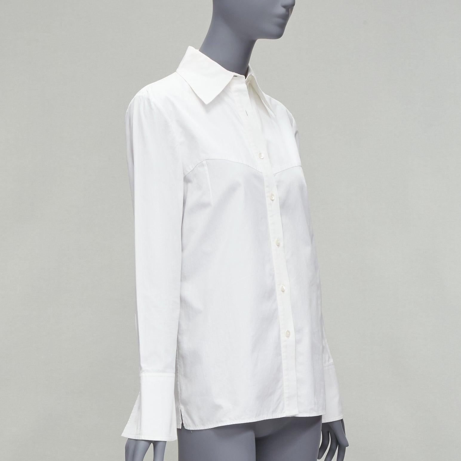 Gray GUCCI Vintage minimal wide collar angular bust dart panelled dress shirt IT40 S For Sale