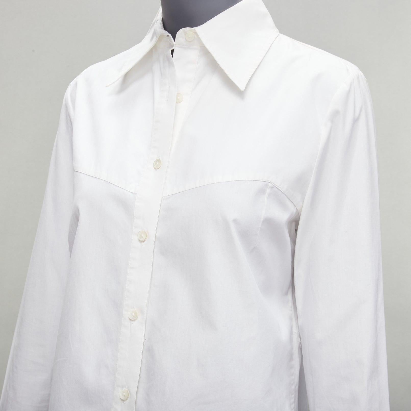 Women's GUCCI Vintage minimal wide collar angular bust dart panelled dress shirt IT40 S For Sale