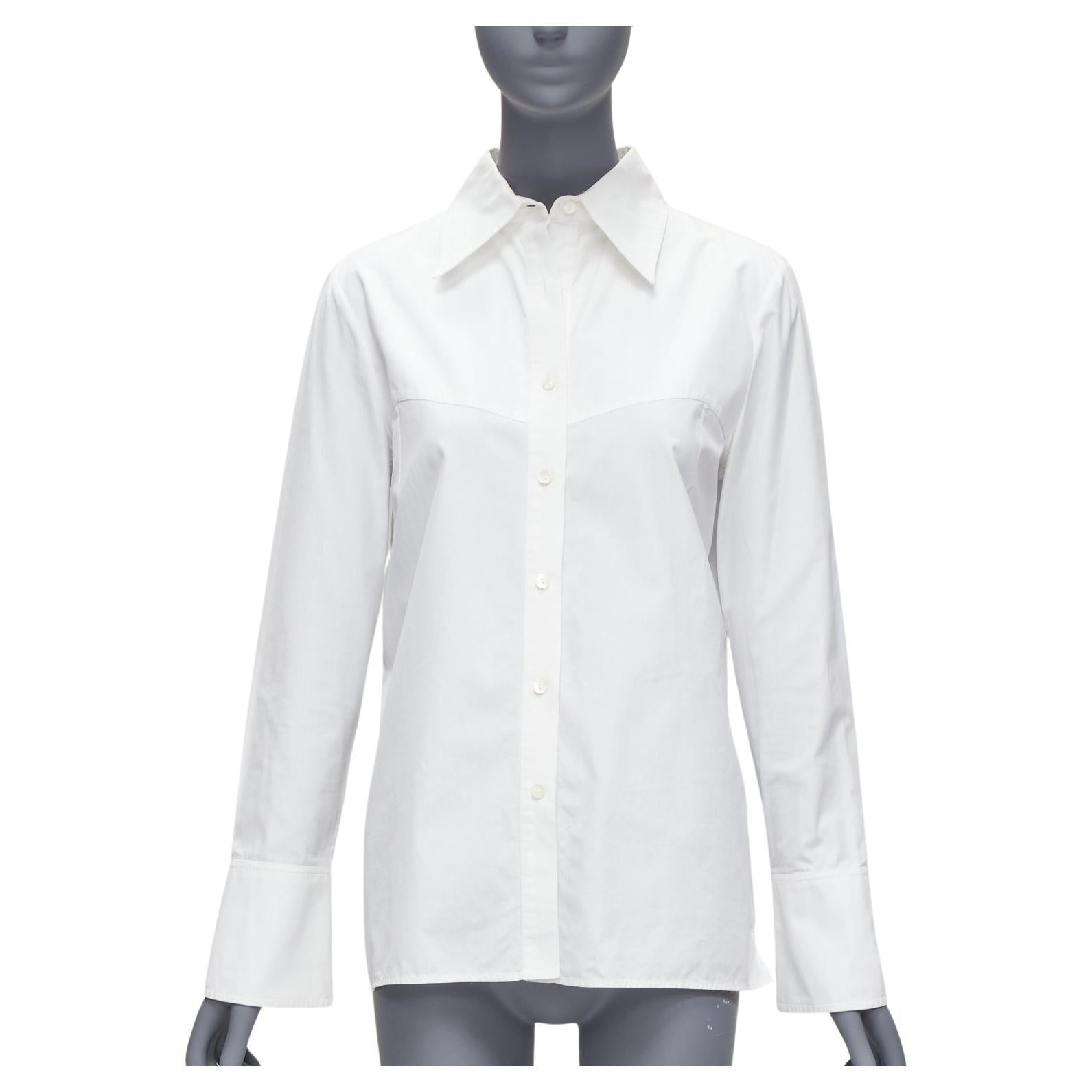 GUCCI Vintage minimal wide collar angular bust dart panelled dress shirt IT40 S For Sale