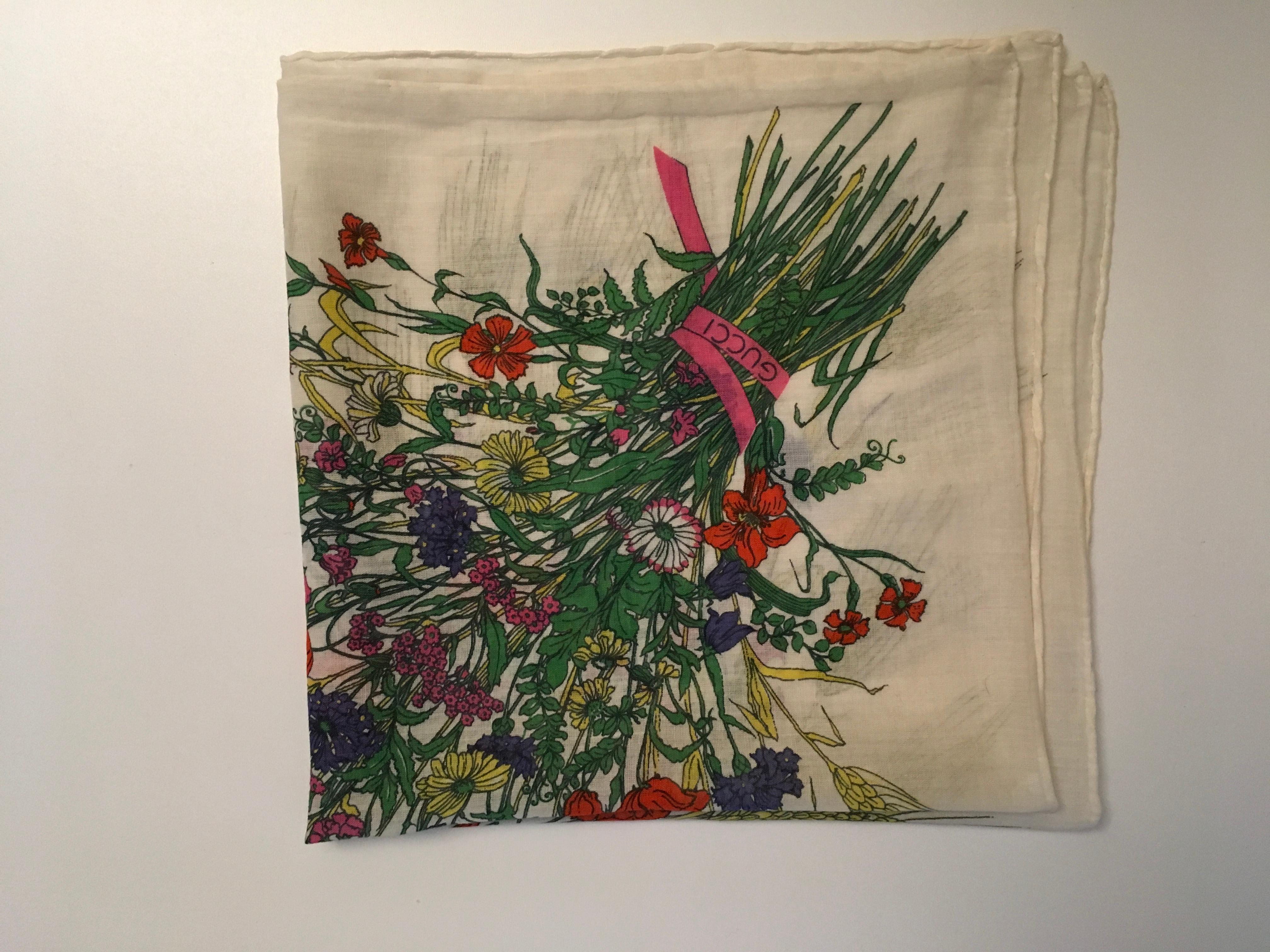 Gucci Vintage Mint Condition Cotton Scarf For Sale 11