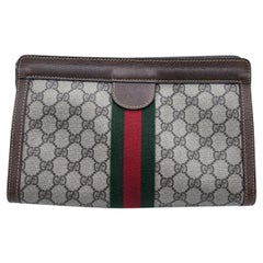 Gucci Vintage Monogram Canvas Cosmetic Case with Stripes