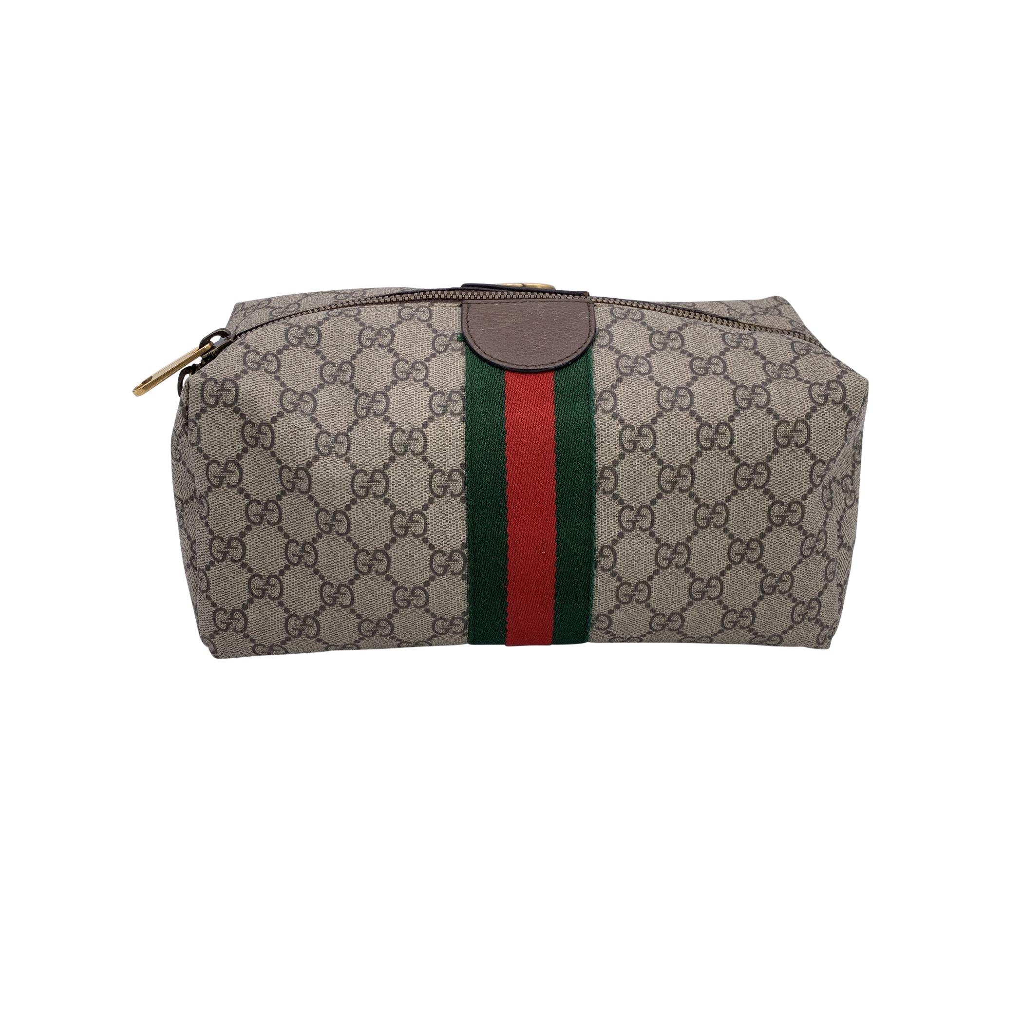 Gris Gucci Vintage Monogram Canvas Ophidia Clutch Wash Cosmetic Bag en vente