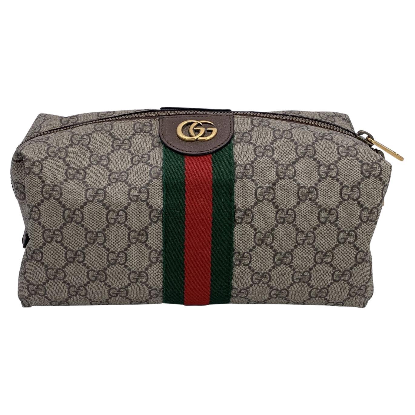 Gucci Vintage Monogram Canvas Ophidia Clutch Wash Cosmetic Bag en vente