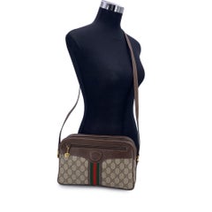 Gucci Vintage Monogram Canvas Ophidia Stripes Crossbody Bag