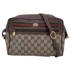 Gucci Vintage Monogram Canvas Ophidia Stripes Medium Crossbody Bag