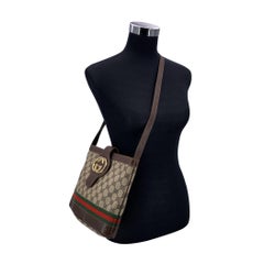 Gucci Vintage Monogram Canvas Ophidia Web Bucket Shoulder Bag