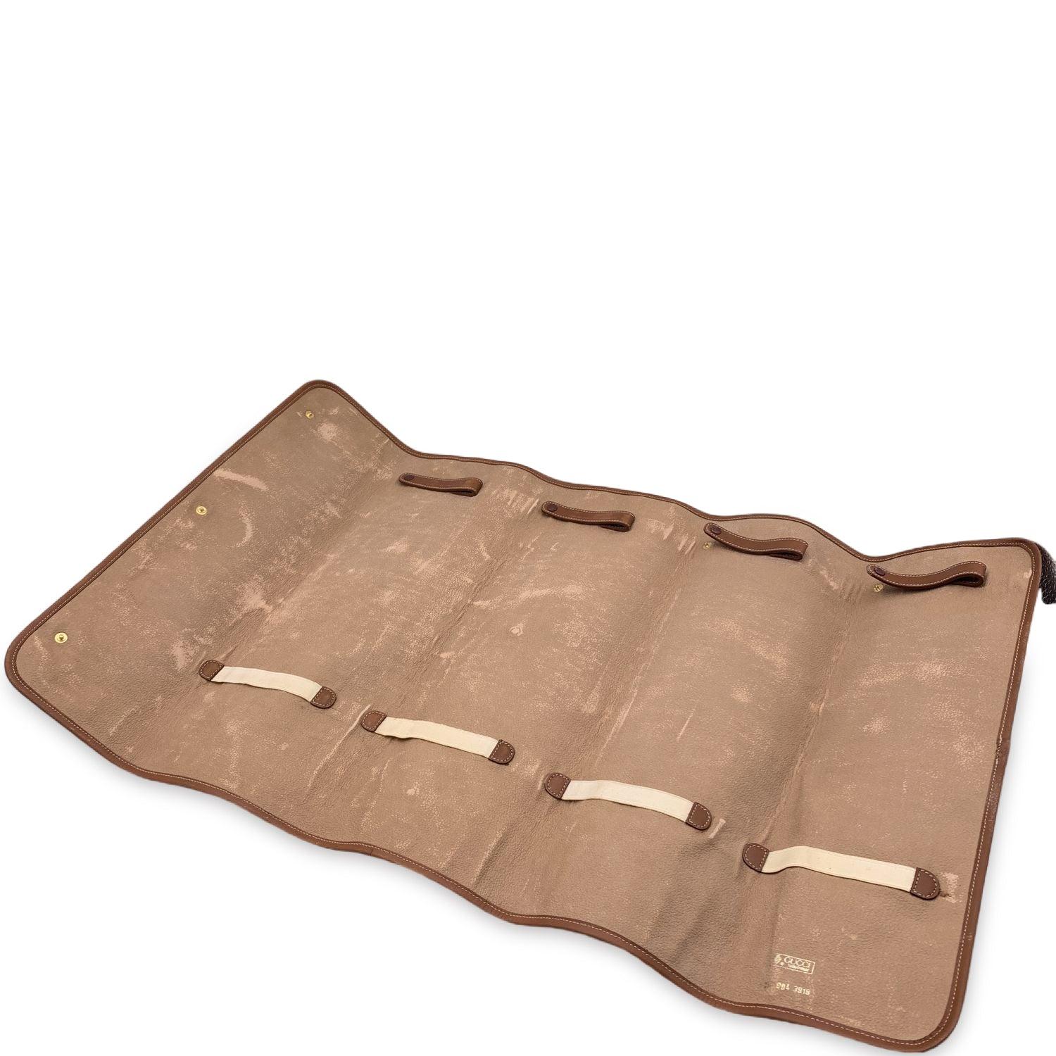 Brown Gucci Vintage Monogram Canvas Travel Tie Holder Case with Defects For Sale