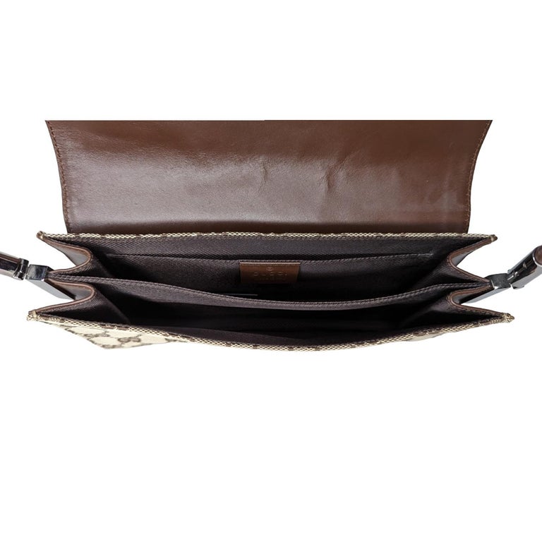Gucci Vintage Monogram Pochette Flap Shoulder Bag Brown