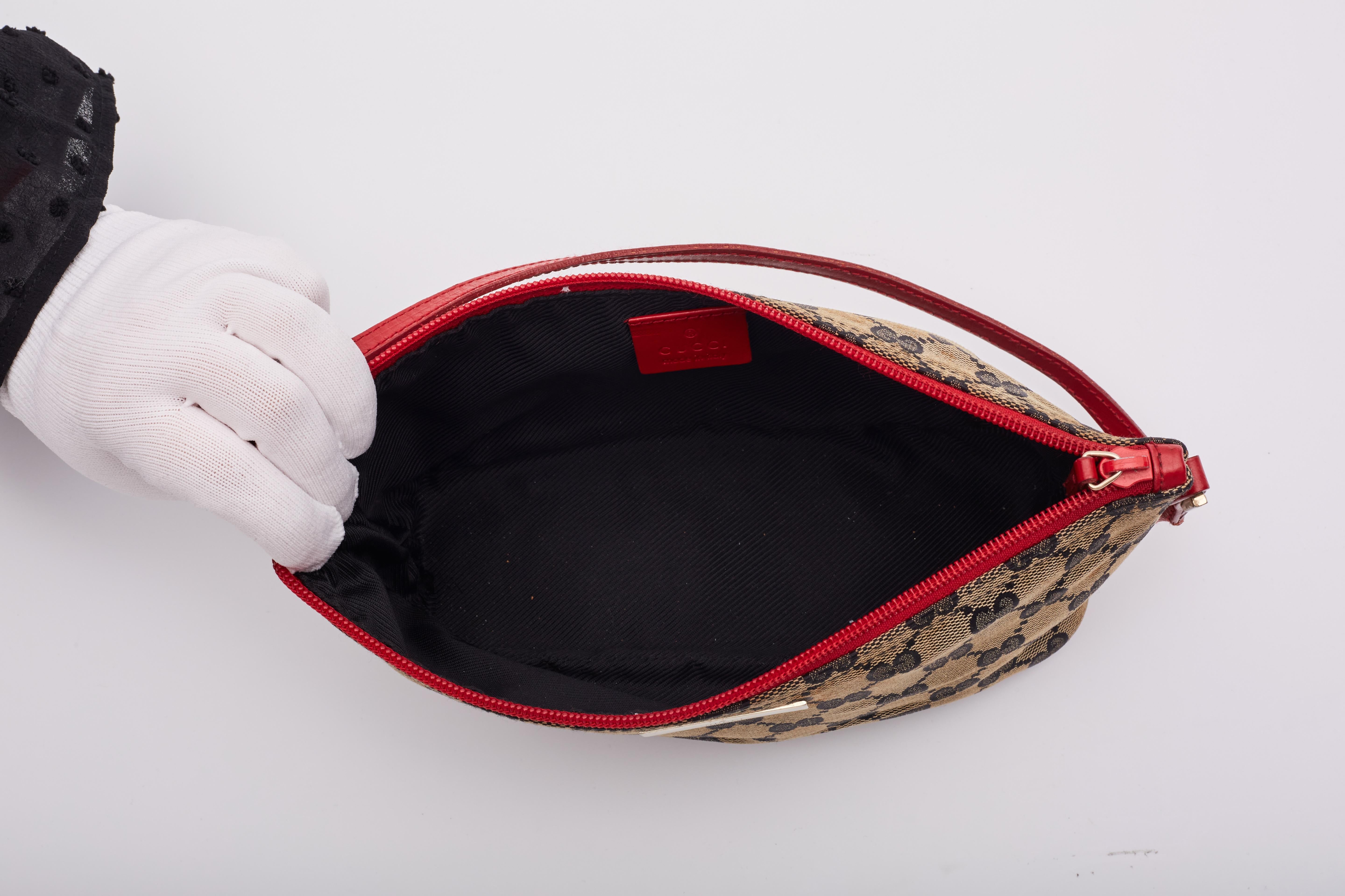 Gucci Borsa Monogram Vintage Rosso Nero Barca Pochette 3