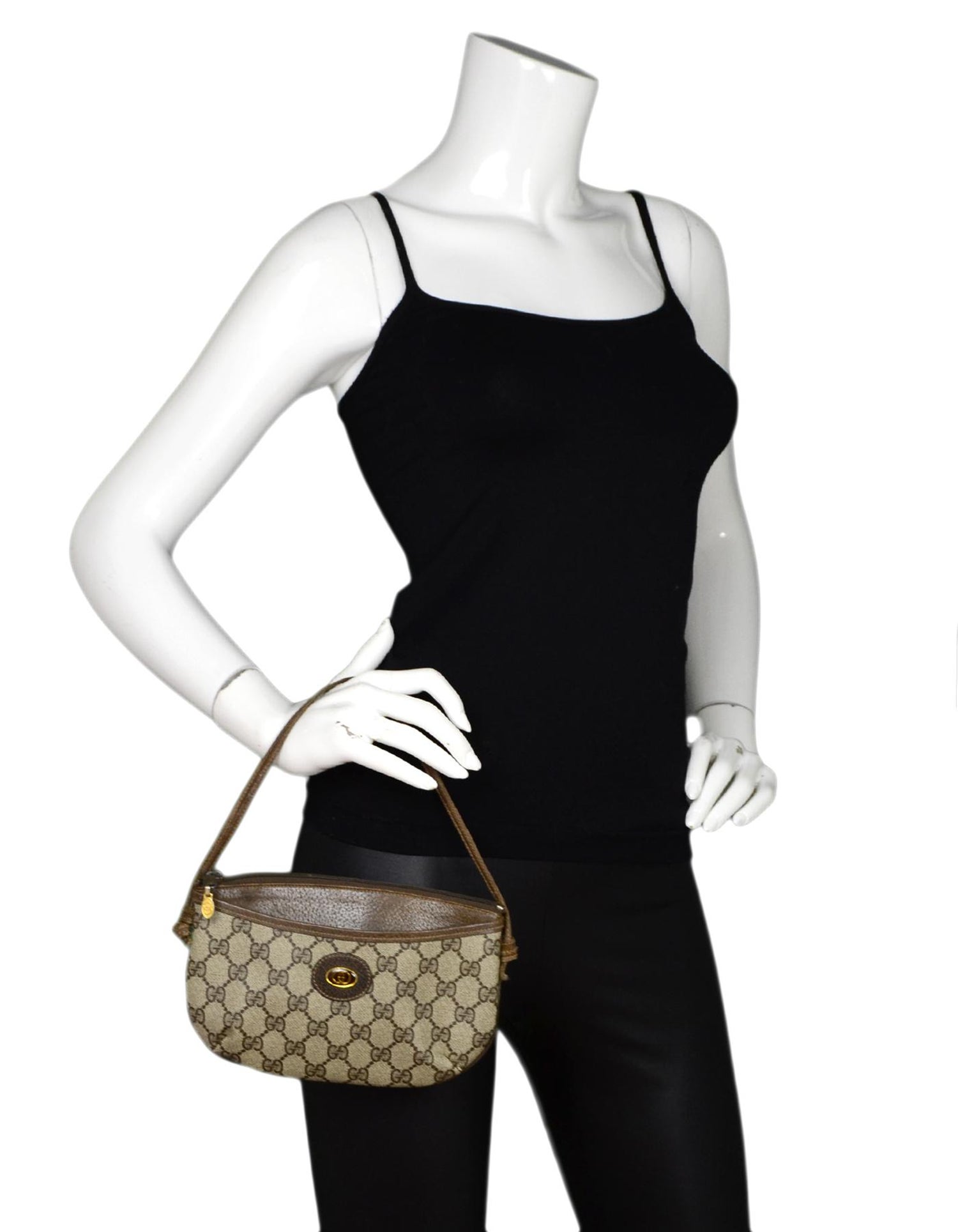 Gucci Vintage Monogram Supreme Zip Top Pochette Bag For Sale At 1stdibs