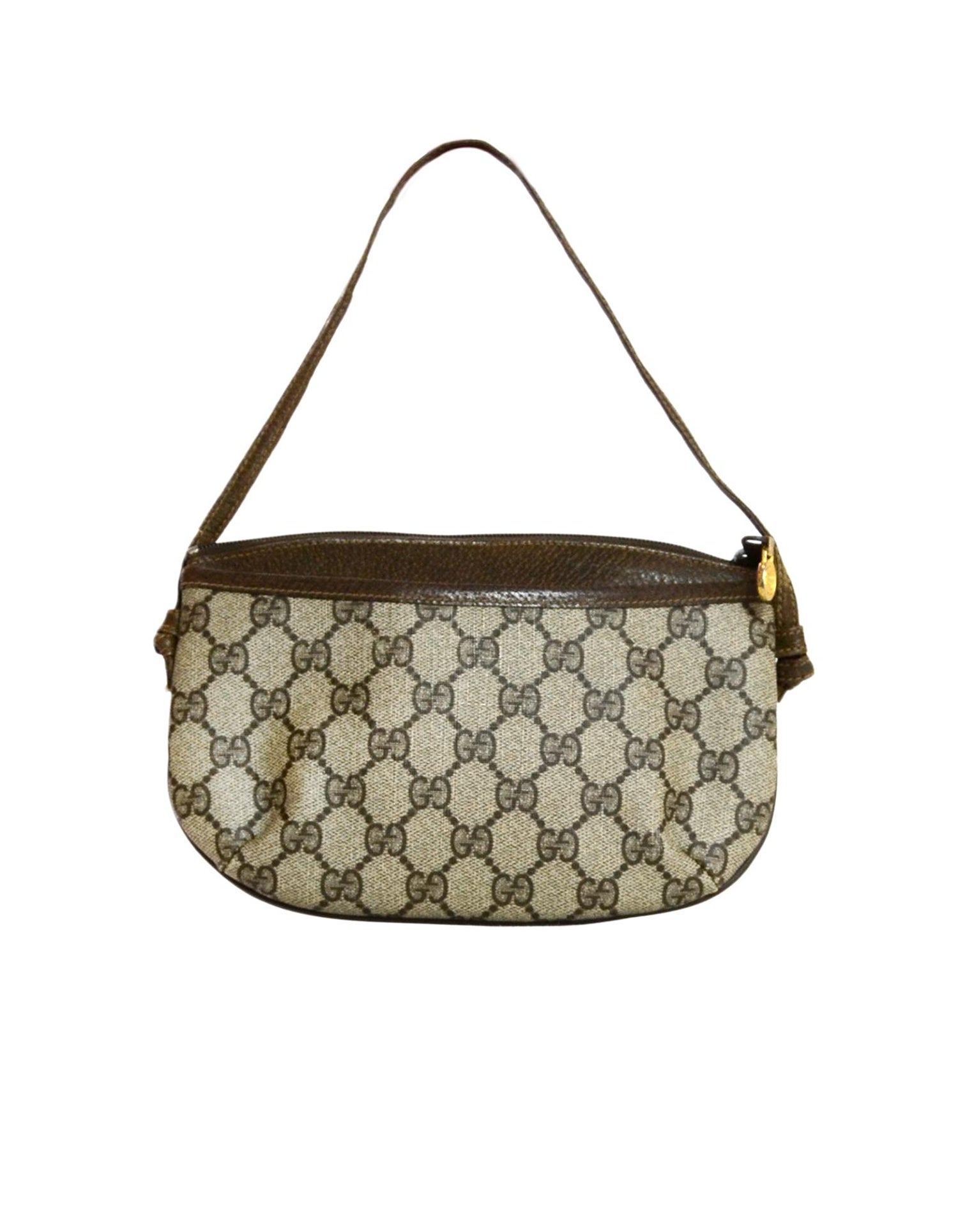 Gucci Vintage Monogram Supreme Zip Top Pochette Bag For Sale At 1stdibs