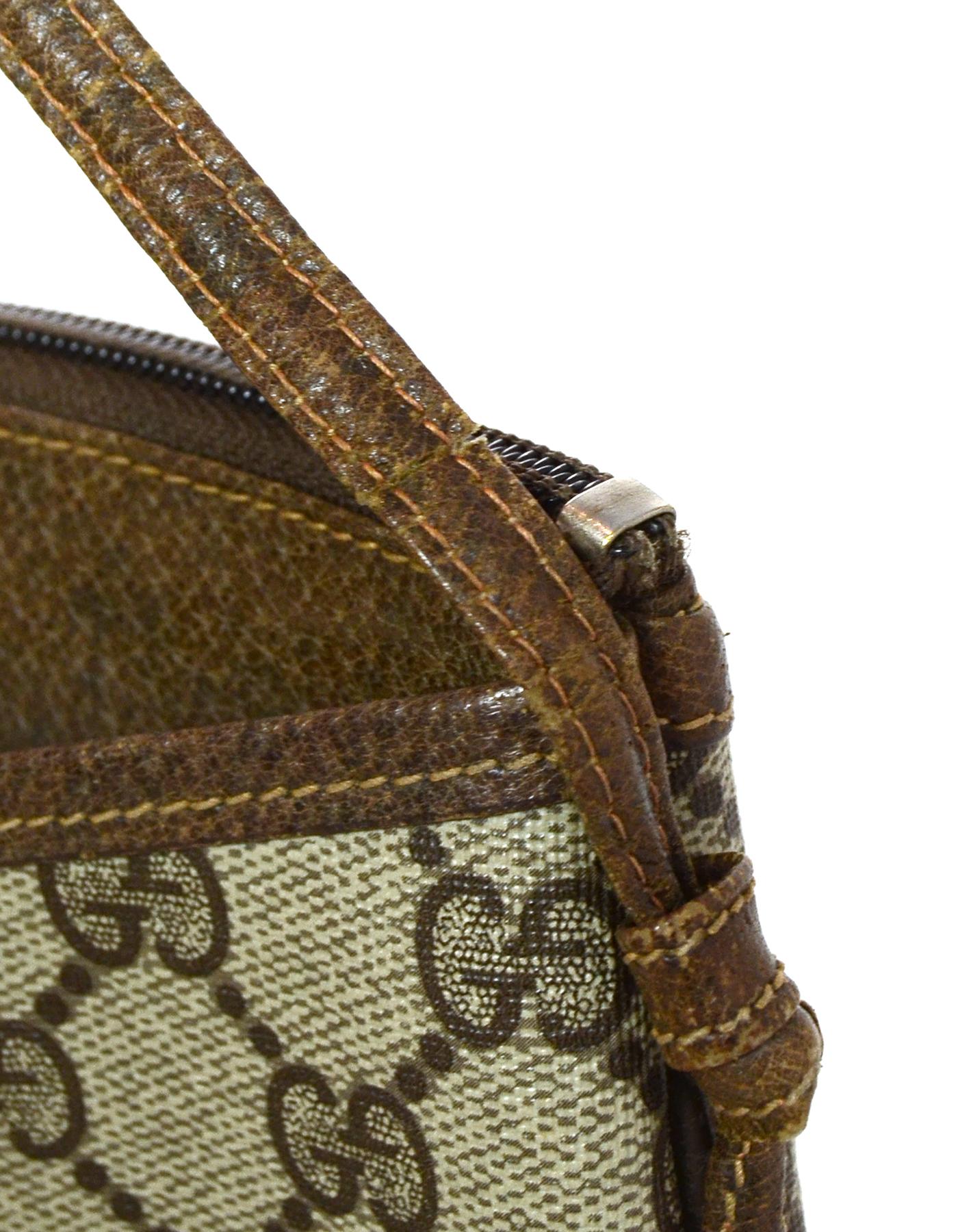 Brown Gucci Vintage Monogram Supreme Zip Top Pochette Bag