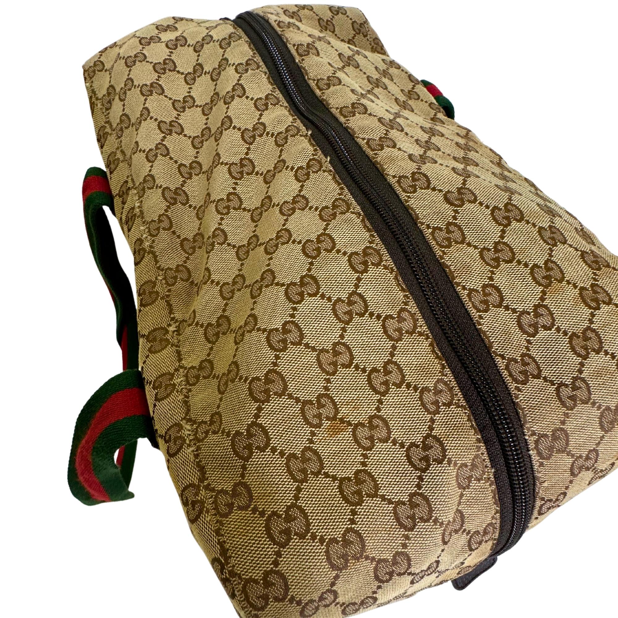 Gucci Vintage Monogram Web Handles Overnight Duffle Travel Bag (153210) For Sale 2