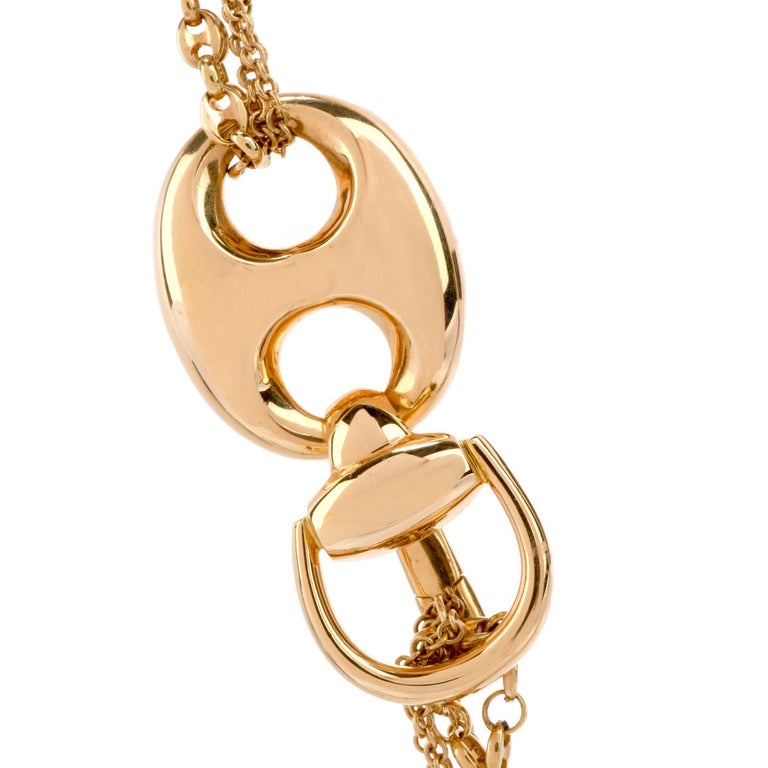 Gucci Vintage Multi Strand 18 Karat Yellow Gold Long Lariat Chain