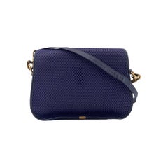 Gucci Vintage-Umhängetasche aus marineblauem Netzgewebe mit goldenem „Interlocking G“-Logo
