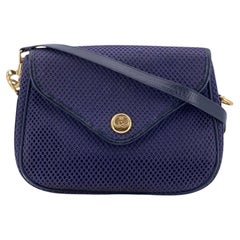 Borsa a tracolla Gucci vintage in rete blu navy con logo G intrecciato dorato